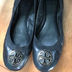 Tory Burch Shoes - Tory Burch authentic elastic navy leather flats Tory Burch Shoes - Tory Burch authentic elastic navy leather flats